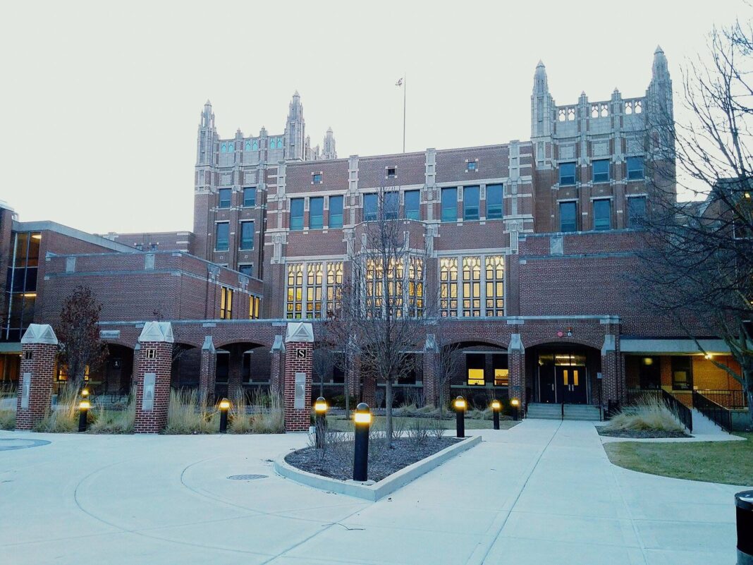 facade of high school building