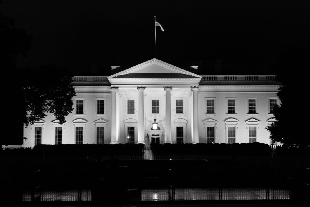 the White House at night