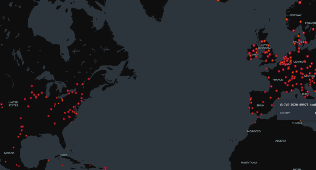 map with red dots